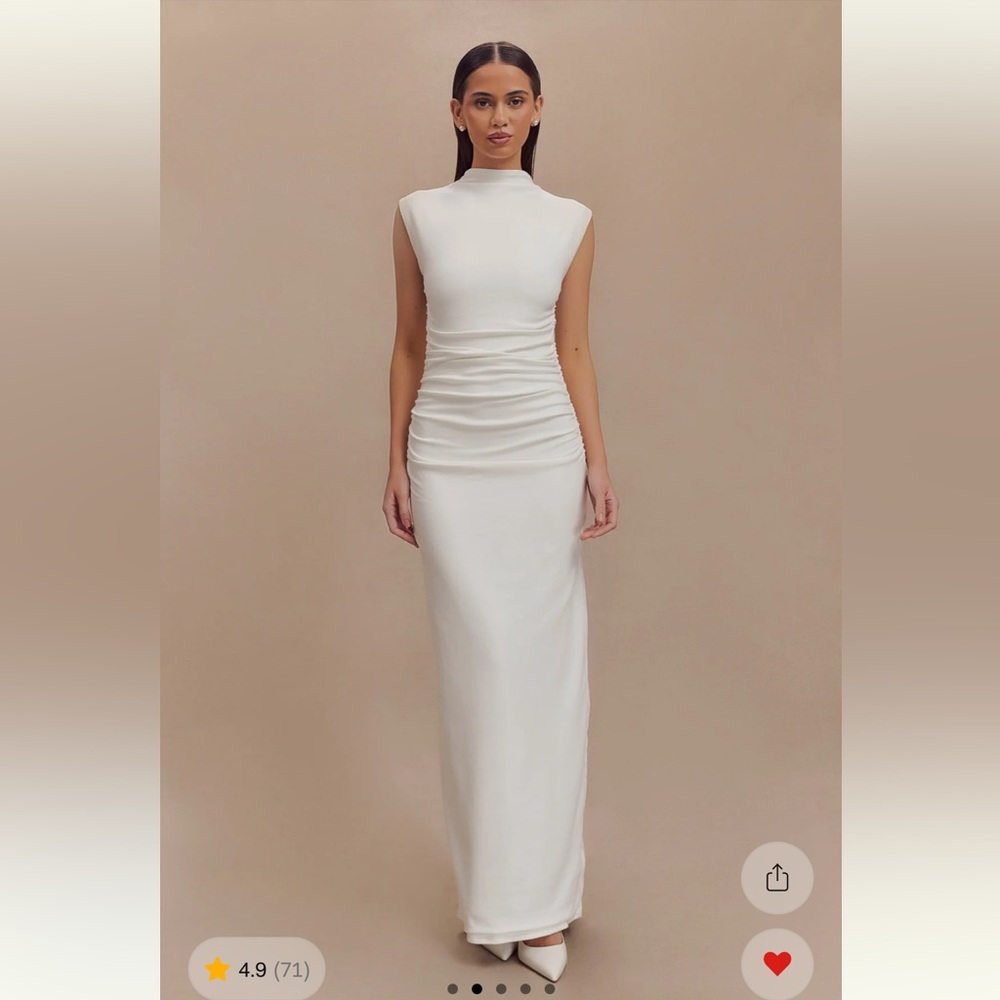 MESHKI Elliot High Neck Elegant White Sleeveless Dress